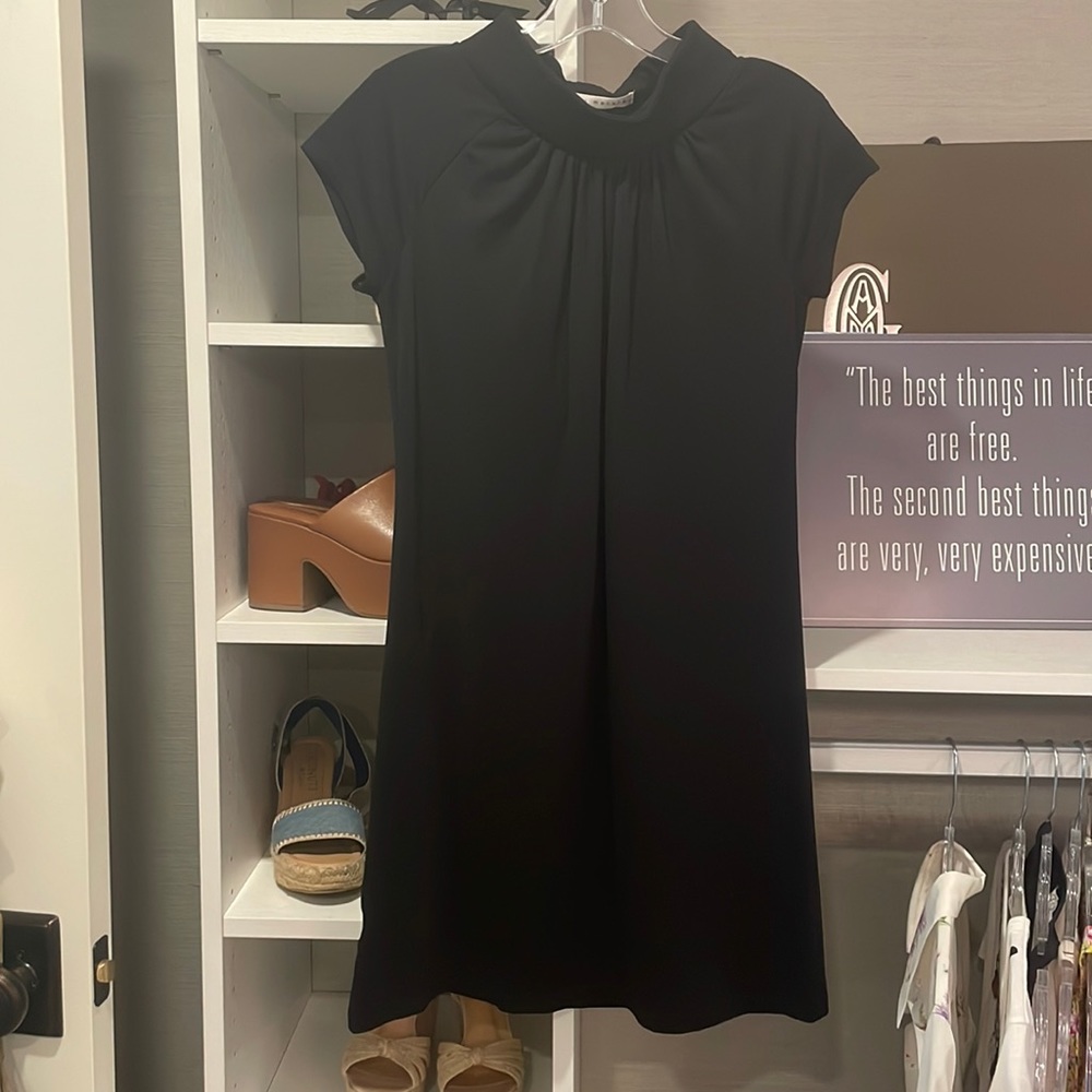 Susana Monaco short sleeve black mock neck mini dress, size S